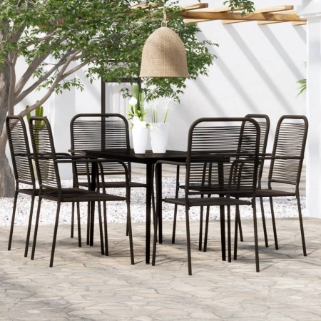 Juego de comedor de jardín 7 piezas negro de , Conjuntos de jardín - Ref: Foro24-3099146, Precio: 426,34 €, Descuento: %