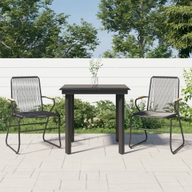 Juego de comedor de jardín 3 piezas ratán PVC negro de , Conjuntos de jardín - Ref: Foro24-3099209, Precio: 199,82 €, Descuen...