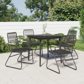 Juego de comedor de jardín 5 piezas ratán PVC negro de , Conjuntos de jardín - Ref: Foro24-3099216, Precio: 313,84 €, Descuen...