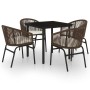 Juego de comedor de jardín 5 piezas con cojines marrón de , Conjuntos de jardín - Ref: Foro24-3099228, Precio: 501,23 €, Desc...