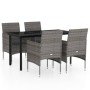 Juego de comedor para jardín 5 piezas con cojines gris y negro de , Conjuntos de jardín - Ref: Foro24-3099289, Precio: 340,88...