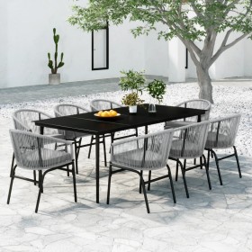 Juego de comedor de jardín 9 piezas ratán sintético gris de , Conjuntos de jardín - Ref: Foro24-3099256, Precio: 855,18 €, De...