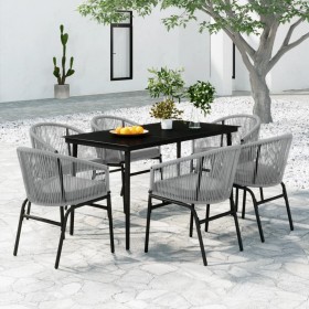 Juego de comedor de jardín 7 piezas ratán sintético gris de , Conjuntos de jardín - Ref: Foro24-3099254, Precio: 650,56 €, De...