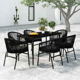 Juego de comedor para jardín 7 piezas negro de , Conjuntos de jardín - Ref: Foro24-3099242, Precio: 709,52 €, Descuento: %