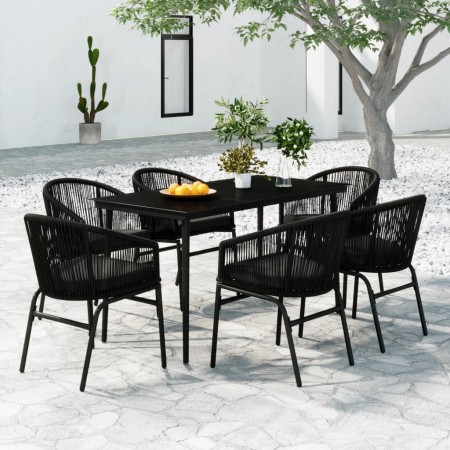 Juego de comedor para jardín 7 piezas negro de , Conjuntos de jardín - Ref: Foro24-3099242, Precio: 709,52 €, Descuento: %