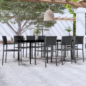 Juego de comedor para jardín 9 piezas negro de , Conjuntos de jardín - Ref: Foro24-3099280, Precio: 606,31 €, Descuento: %
