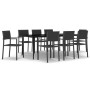 Juego de comedor para jardín 9 piezas negro de , Conjuntos de jardín - Ref: Foro24-3099280, Precio: 606,31 €, Descuento: %