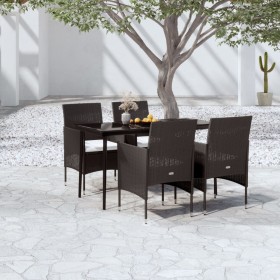 Juego de comedor de jardín 5 piezas con cojines negro de , Conjuntos de jardín - Ref: Foro24-3099307, Precio: 327,98 €, Descu...