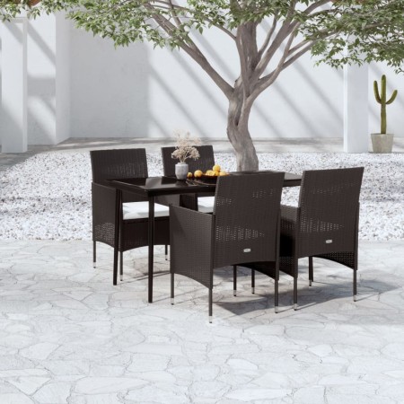 Juego de comedor de jardín 5 piezas con cojines negro de , Conjuntos de jardín - Ref: Foro24-3099307, Precio: 327,98 €, Descu...