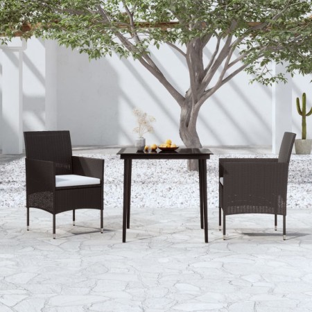 Juego de comedor de jardín 3 piezas con cojines negro de , Conjuntos de jardín - Ref: Foro24-3099305, Precio: 237,08 €, Descu...