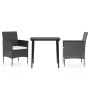 Juego de comedor de jardín 3 piezas con cojines negro de , Conjuntos de jardín - Ref: Foro24-3099305, Precio: 237,08 €, Descu...