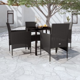 Juego de comedor de jardín 5 piezas con cojines negro de , Conjuntos de jardín - Ref: Foro24-3099282, Precio: 294,90 €, Descu...