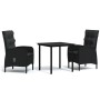 Juego de comedor de jardín 3 piezas con cojines negro de , Conjuntos de jardín - Ref: Foro24-3099353, Precio: 323,86 €, Descu...