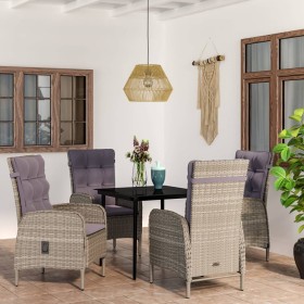 Juego de comedor para jardín 5 piezas con cojines gris y negro de , Conjuntos de jardín - Ref: Foro24-3099372, Precio: 588,47...