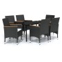 Juego de comedor de jardín 7 piezas con cojines negro de , Conjuntos de jardín - Ref: Foro24-3099332, Precio: 453,86 €, Descu...
