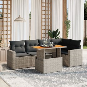 Set de muebles de jardín 6 pzas y cojines ratán sintético gris en Conjuntos de jardín | Comprar online en Foru.es