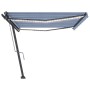 Toldo automático LED sensor de viento azul y blanco 500x300 cm de vidaXL, Toldos - Ref: Foro24-3069791, Precio: 666,95 €, Des...