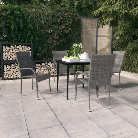 Juego de comedor para jardín 5 piezas con cojines gris y negro de , Conjuntos de jardín - Ref: Foro24-3099408, Precio: 289,06...