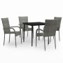 Juego de comedor para jardín 5 piezas con cojines gris y negro de , Conjuntos de jardín - Ref: Foro24-3099408, Precio: 289,06...