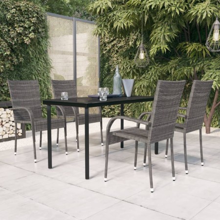 Juego de comedor de jardín 5 piezas gris y negro de , Conjuntos de jardín - Ref: Foro24-3099391, Precio: 312,29 €, Descuento: %