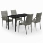 Juego de comedor de jardín 5 piezas gris y negro de , Conjuntos de jardín - Ref: Foro24-3099391, Precio: 312,29 €, Descuento: %