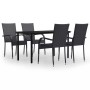 Juego de comedor de jardín 5 piezas negro de , Conjuntos de jardín - Ref: Foro24-3099379, Precio: 329,73 €, Descuento: %