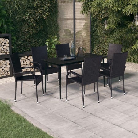 Juego de comedor para jardín 7 piezas negro de , Conjuntos de jardín - Ref: Foro24-3099398, Precio: 424,61 €, Descuento: %