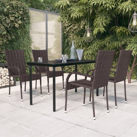 Juego de comedor de jardín 5 piezas marrón y negro de , Conjuntos de jardín - Ref: Foro24-3099385, Precio: 320,25 €, Descuent...
