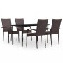 Juego de comedor de jardín 5 piezas marrón y negro de , Conjuntos de jardín - Ref: Foro24-3099385, Precio: 320,25 €, Descuent...