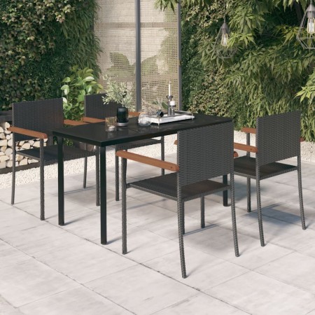 Juego de comedor de jardín 5 piezas negro de , Conjuntos de jardín - Ref: Foro24-3099415, Precio: 356,09 €, Descuento: %