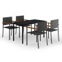 Juego de comedor de jardín 5 piezas negro de , Conjuntos de jardín - Ref: Foro24-3099415, Precio: 356,09 €, Descuento: %