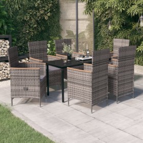 Juego de comedor de jardín 7 piezas con cojines gris de , Conjuntos de jardín - Ref: Foro24-3099434, Precio: 961,56 €, Descue...