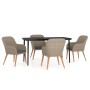 Juego de comedor de jardín 5 piezas con cojines marrón de , Conjuntos de jardín - Ref: Foro24-3099525, Precio: 585,64 €, Desc...
