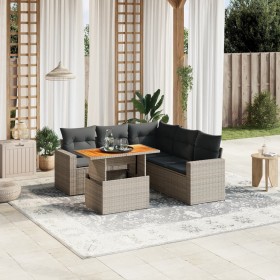 Set de muebles de jardín 6 pzas y cojines ratán sintético gris en Conjuntos de jardín | Comprar online en Foru.es