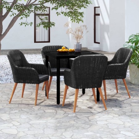 Juego de comedor de jardín 5 piezas con cojines negro de , Conjuntos de jardín - Ref: Foro24-3099506, Precio: 490,00 €, Descu...