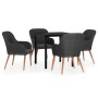 Juego de comedor de jardín 5 piezas con cojines negro de , Conjuntos de jardín - Ref: Foro24-3099506, Precio: 490,00 €, Descu...