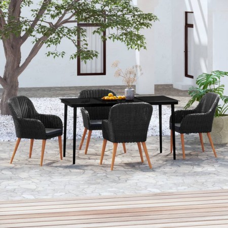 Juego de comedor de jardín 5 piezas con cojines negro de , Conjuntos de jardín - Ref: Foro24-3099519, Precio: 534,83 €, Descu...