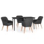 Juego de comedor de jardín 5 piezas con cojines negro de , Conjuntos de jardín - Ref: Foro24-3099519, Precio: 534,83 €, Descu...