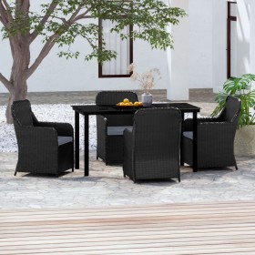 Juego de comedor de jardín 5 piezas con cojines negro de , Conjuntos de jardín - Ref: Foro24-3099531, Precio: 727,75 €, Descu...