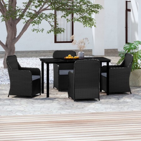 Juego de comedor de jardín 5 piezas con cojines negro de , Conjuntos de jardín - Ref: Foro24-3099531, Precio: 727,75 €, Descu...