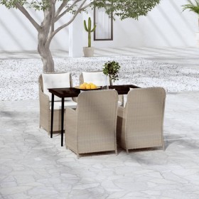 Juego de comedor de jardín 5 piezas con cojines marrón de , Conjuntos de jardín - Ref: Foro24-3099567, Precio: 761,08 €, Desc...