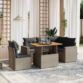 Set de muebles de jardín 6 pzas y cojines ratán sintético gris en Conjuntos de jardín | Comprar online en Foru.es
