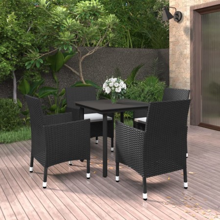 Set comedor de jardín 5 pzas y cojines ratán sintético y vidrio de , Conjuntos de jardín - Ref: Foro24-3099680, Precio: 323,6...