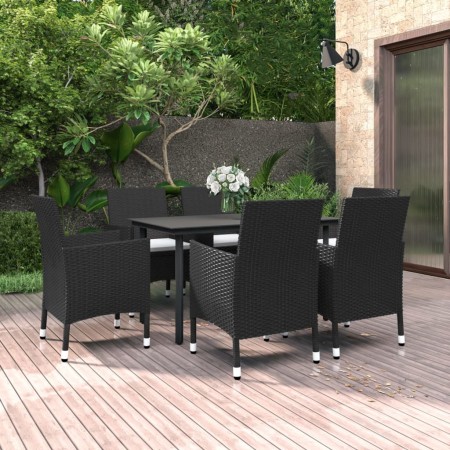 Set comedor de jardín 7 pzas y cojines ratán sintético y vidrio de , Conjuntos de jardín - Ref: Foro24-3099682, Precio: 471,3...
