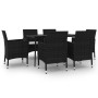 Set comedor de jardín 7 pzas y cojines ratán sintético y vidrio de , Conjuntos de jardín - Ref: Foro24-3099730, Precio: 474,4...