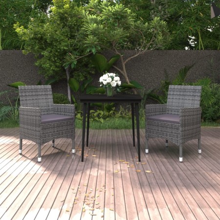 Set comedor de jardín 3 pzas y cojines ratán sintético y vidrio de , Conjuntos de jardín - Ref: Foro24-3099739, Precio: 229,4...