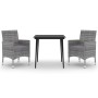 Set comedor de jardín 3 pzas y cojines ratán sintético y vidrio de , Conjuntos de jardín - Ref: Foro24-3099739, Precio: 229,4...