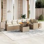 Set sofás de jardín 7 piezas y cojines ratán sintético beige en Conjuntos de jardín | Comprar online en Foru.es