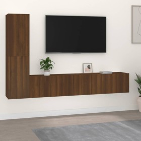 Set de muebles para TV 4 pzas madera contrachapada marrón roble de , Muebles TV - Ref: Foro24-3114317, Precio: 132,95 €, Desc...