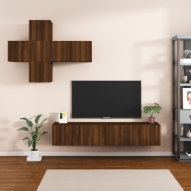 Set de muebles de TV 7 pzas madera contrachapada marrón roble de , Muebles TV - Ref: Foro24-3114509, Precio: 195,03 €, Descue...